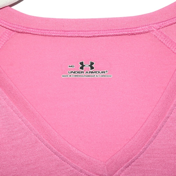 Under Armour Short Sleeve Pink V-Neck T-Shirt - Medium - Picture 3 of 7